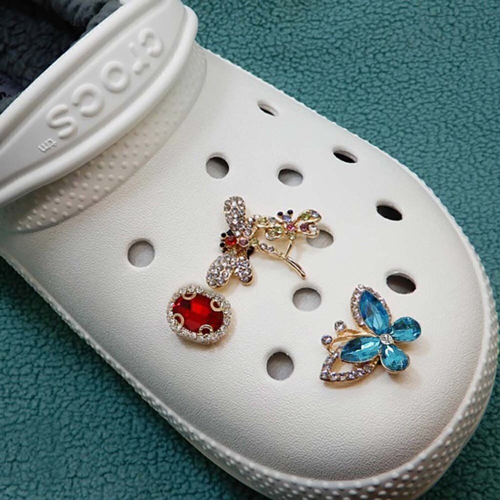 NEW Bundle 3 Luxury Butterfly Dragonfly Red Crystal Shoe Charm Crocs Jibbitz